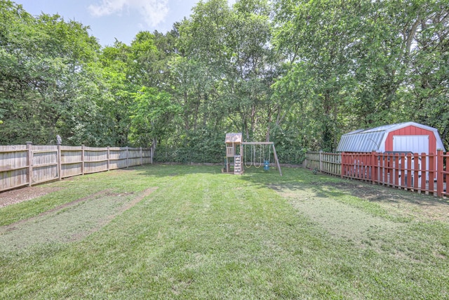 168 N Wagon Trl, Murfreesboro, TN 37128 - fenced backyard with a playground and a storage unit