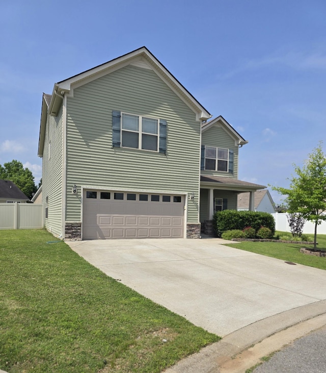 1736 Bellamy Ln, Murfreesboro, TN 37128 - view of front of house featuring a garage, stone siding, and driveway