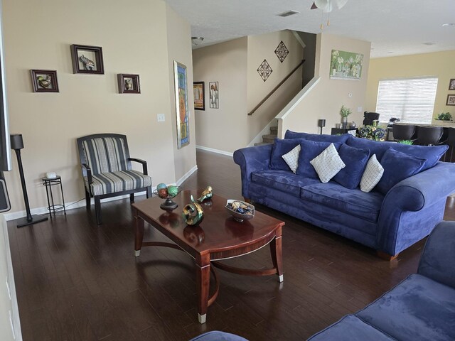 1736 Bellamy Ln, Murfreesboro, TN 37128 - living area with stairway, wood finished floors, and ceiling fan