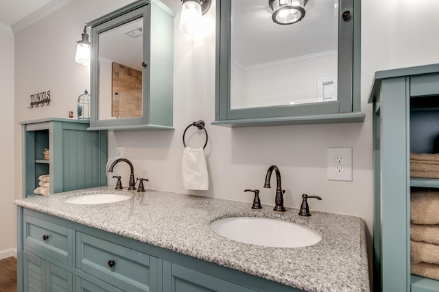 554 Hickman Shores Rd, Dover, TN 37058 - full bathroom with ornamental molding and double vanity