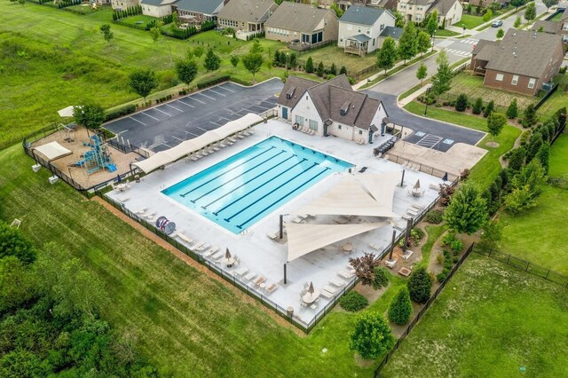 318 Finnhorse Ln, Franklin, TN 37064 - aerial view of residential area featuring a pool area