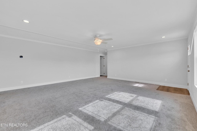 1559 River Path, Morristown, TN 37813 - empty room featuring ceiling fan, recessed lighting, carpet, and crown molding