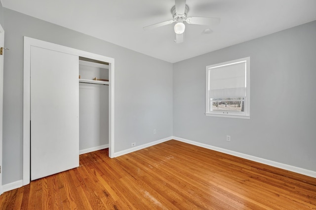 1077 Weeks Rd, Murfreesboro, TN 37127 - unfurnished bedroom with wood finished floors, a closet, and ceiling fan