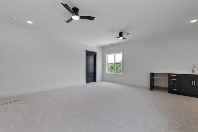 7312 Walker Rd, Fairview, TN 37062 - empty room featuring ceiling fan, light colored carpet, recessed lighting, and a smoke detector