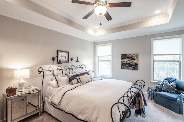 2044 Albatross Way, Gallatin, TN 37066 - carpeted bedroom featuring a raised ceiling, crown molding, recessed lighting, and a ceiling fan
