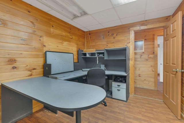 1010 Scott Rd, Bethpage, TN 37022 - office space featuring wood walls, a drop ceiling, and wood finished floors