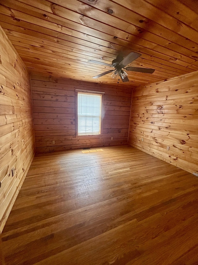 1010 Scott Rd, Bethpage, TN 37022 - unfurnished room featuring wood ceiling, wooden walls, wood finished floors, and ceiling fan