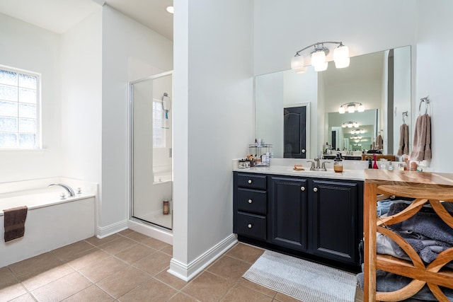 3134 Friars Bridge Pass, Franklin, TN 37064 - full bathroom with a shower stall, vanity, a bath, and tile patterned floors