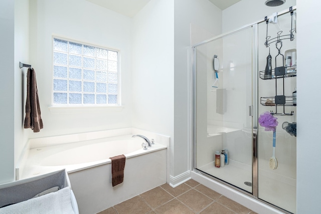 3134 Friars Bridge Pass, Franklin, TN 37064 - bathroom featuring a stall shower, a bath, and tile patterned flooring