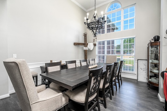 3134 Friars Bridge Pass, Franklin, TN 37064 - dining room with crown molding, a chandelier, and dark wood finished floors