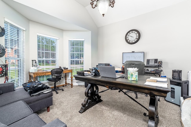 3134 Friars Bridge Pass, Franklin, TN 37064 - office with carpet floors, vaulted ceiling, and healthy amount of natural light