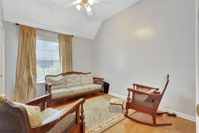 1707 University Dr, Columbia, TN 38401 - living room with a ceiling fan, wood finished floors, and lofted ceiling