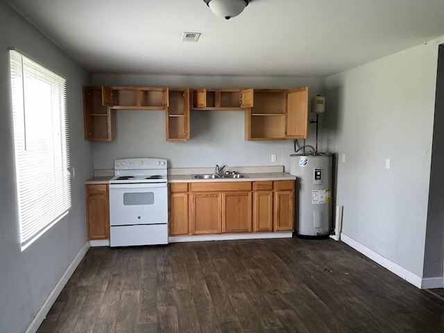 1904 E 31st Street Pl, Chattanooga, TN 37407 - kitchen with white range with electric cooktop, water heater, open shelves, and light countertops
