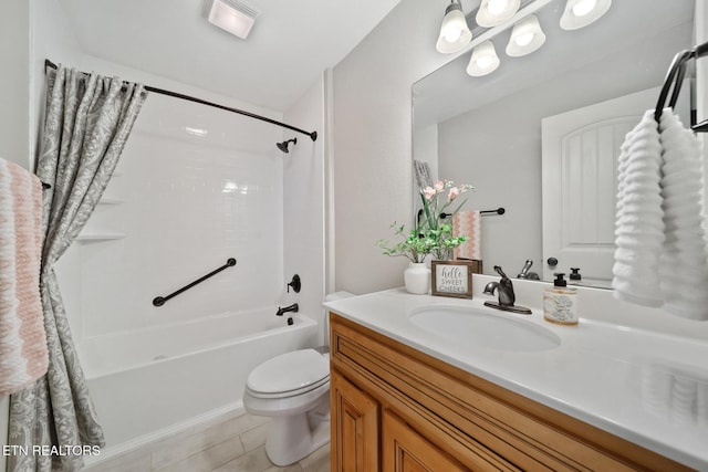 8012 Campbells Point Rd, Corryton, TN 37721 - bathroom with shower / tub combo with curtain, vanity, and tile patterned flooring