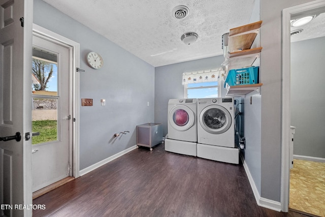 1016 Swan Pond Circle Rd, Harriman, TN 37748 - laundry room with separate washer and dryer, a textured ceiling, wood finished floors, and plenty of natural light