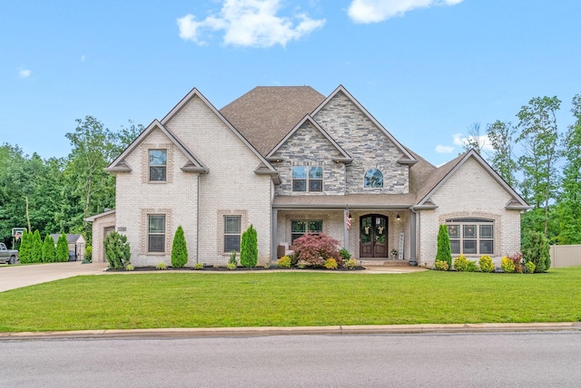 1150 Reda Dr, Clarksville, TN 37042 - view of front of home with a front yard, driveway, french doors, and brick siding