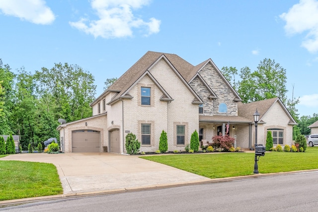 1150 Reda Dr, Clarksville, TN 37042 - view of front of property with a front yard, concrete driveway, brick siding, and an attached garage