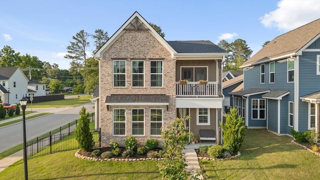 8069 Honeycomb Ln, Chattanooga, TN 37421 - view of front of property featuring brick siding, a balcony, and board and batten siding
