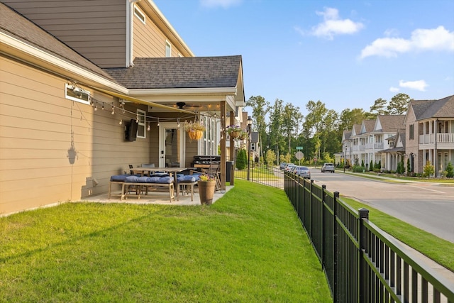 8069 Honeycomb Ln, Chattanooga, TN 37421 - view of yard with a residential view, a patio, a ceiling fan, and outdoor lounge area