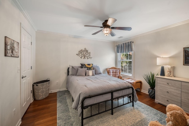 1209 Habersham Way, Franklin, TN 37067 - bedroom featuring crown molding, dark wood-style flooring, and ceiling fan