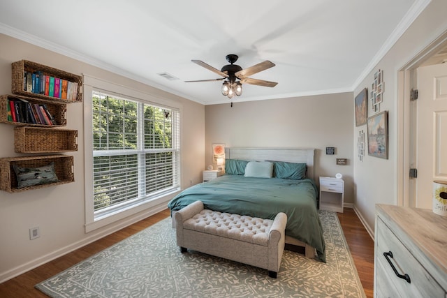 1209 Habersham Way, Franklin, TN 37067 - bedroom featuring ornamental molding, wood finished floors, and ceiling fan