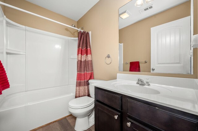 286 Killian Way, Mount Juliet, TN 37122 - full bathroom featuring vanity, shower / bath combination with curtain, and wood finished floors