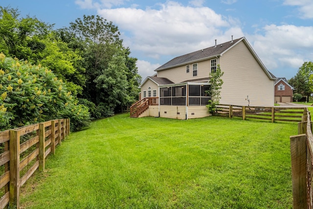 2003 Solomon Ct, Spring Hill, TN 37174 - rear view of property with a sunroom, a fenced backyard, and stairs