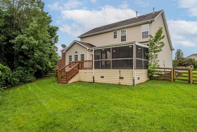 2003 Solomon Ct, Spring Hill, TN 37174 - back of house with a sunroom, a fenced backyard, and stairway