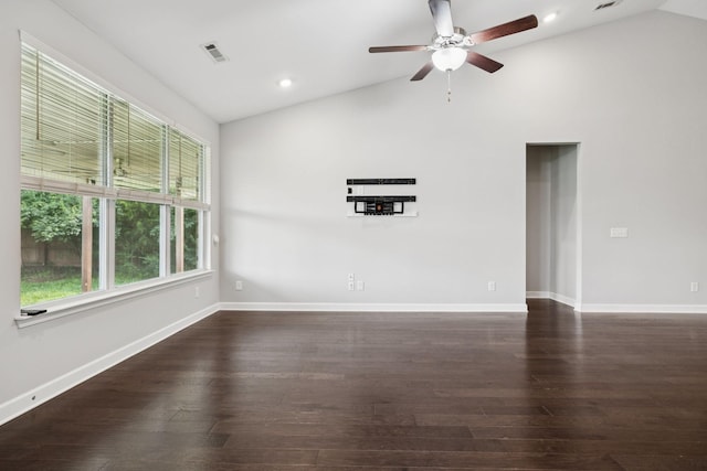 321 Twelve Oaks Ln, Lebanon, TN 37087 - unfurnished room with vaulted ceiling, ceiling fan, dark wood-type flooring, and recessed lighting