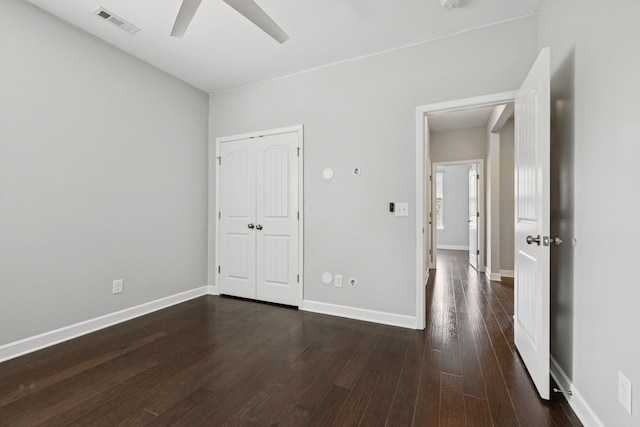 321 Twelve Oaks Ln, Lebanon, TN 37087 - unfurnished bedroom featuring dark wood-style floors, a closet, and ceiling fan