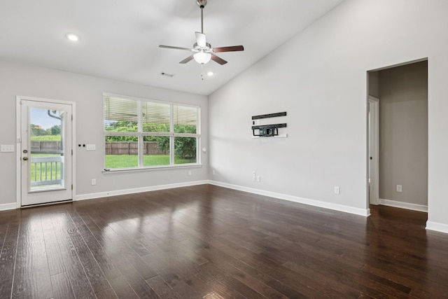 321 Twelve Oaks Ln, Lebanon, TN 37087 - spare room with a ceiling fan, wood finished floors, high vaulted ceiling, and recessed lighting