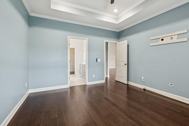 321 Twelve Oaks Ln, Lebanon, TN 37087 - unfurnished bedroom featuring a raised ceiling, wood finished floors, ornamental molding, and ensuite bathroom