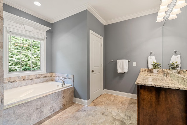 429 Acacia Grove Ln, Lebanon, TN 37087 - full bath featuring vanity, a garden tub, and ornamental molding