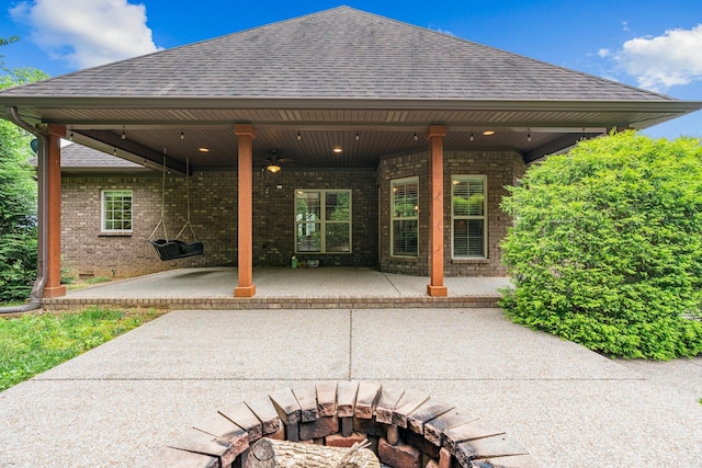 429 Acacia Grove Ln, Lebanon, TN 37087 - view of patio / terrace with a fire pit and ceiling fan