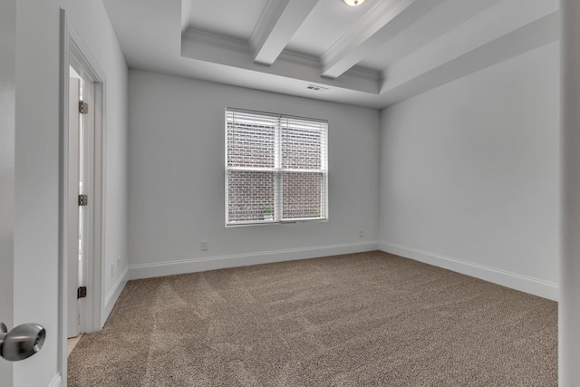 240 Sounder Cir, La Vergne, TN 37086 - spare room with carpet, ornamental molding, and beamed ceiling