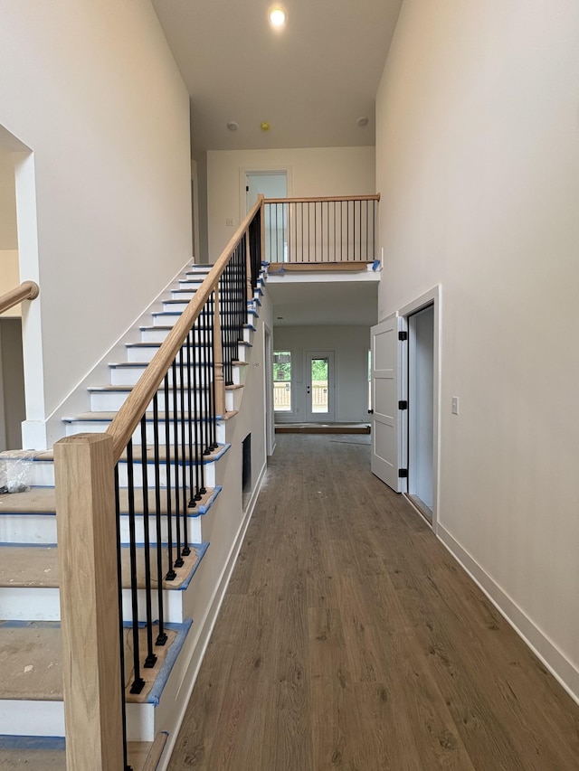 321 Wesson Dr, Clarksville, TN 37043 - staircase with a high ceiling and wood finished floors