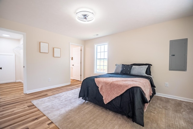 255 Second Creek Rd, Five Points, TN 38457 - bedroom featuring electric panel and wood finished floors