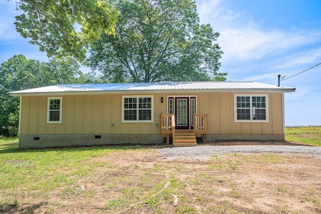 255 Second Creek Rd, Five Points, TN 38457 - view of front of property with crawl space, board and batten siding, and a metal roof