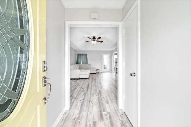 919 Desota Ln, Oak Grove, KY 42262 - entryway featuring ceiling fan and light wood finished floors
