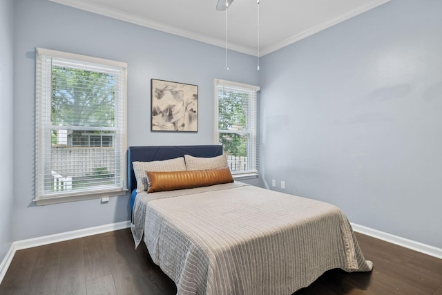 721 Shadowlawn Ct, Franklin, TN 37069 - bedroom featuring crown molding, wood finished floors, and ceiling fan