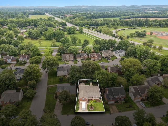 721 Shadowlawn Ct, Franklin, TN 37069 - aerial view of residential area featuring property parcel outlined and a mountainous background