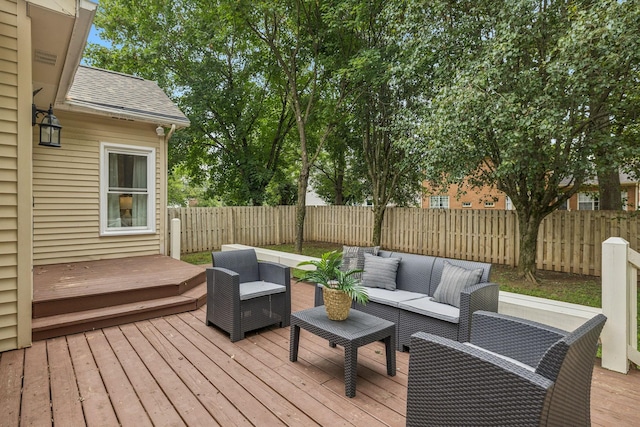 721 Shadowlawn Ct, Franklin, TN 37069 - wooden terrace with an outdoor living space and a fenced backyard