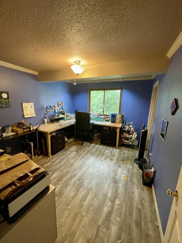 412 Howard Cir, Chattanooga, TN 37411 - home office with a textured ceiling, crown molding, and wood finished floors