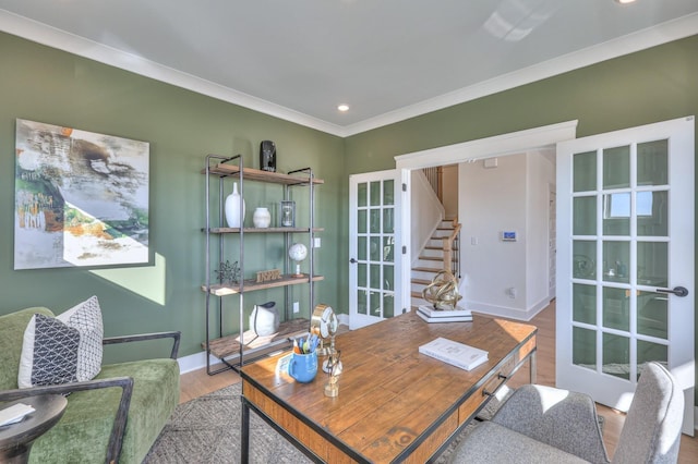 2816 Kai Dr, Murfreesboro, TN 37129 - office area with wood finished floors, crown molding, and recessed lighting