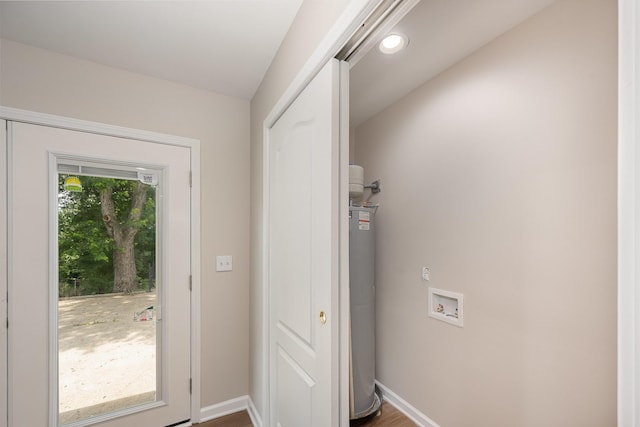 517 Danley Ct, Antioch, TN 37013 - entryway with water heater, dark wood-style flooring, and recessed lighting