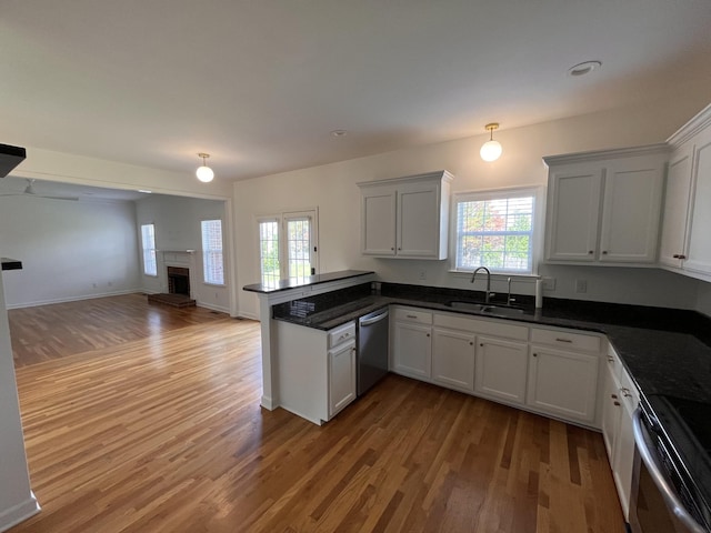 2010 Katach Ct, Spring Hill, TN 37174 - kitchen featuring appliances with stainless steel finishes, open floor plan, light wood-style flooring, and a peninsula