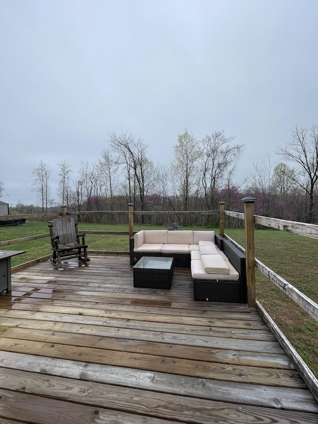 532 Douglas Ln, Lafayette, TN 37083 - deck featuring an outdoor living space and a lawn