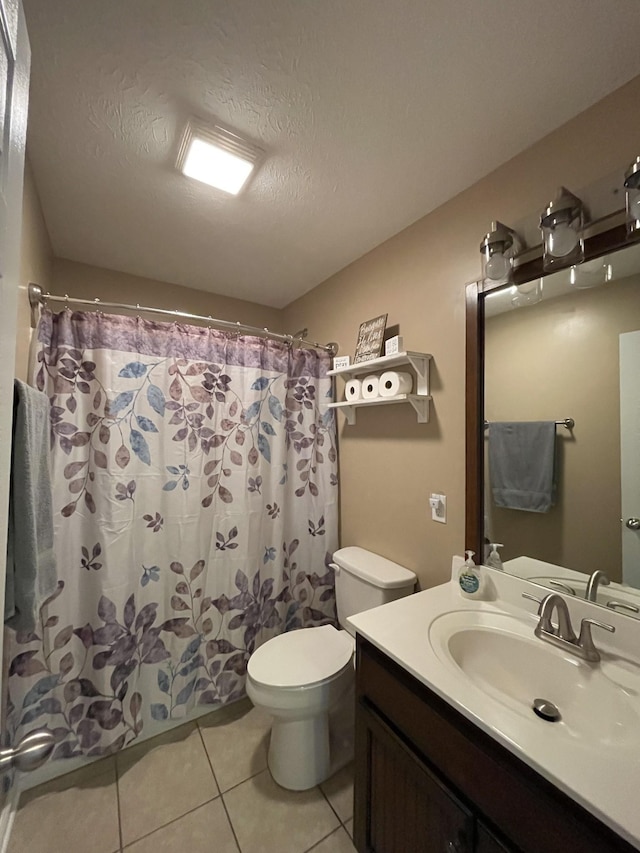532 Douglas Ln, Lafayette, TN 37083 - full bathroom with vanity, tile patterned floors, a textured ceiling, and a shower with curtain