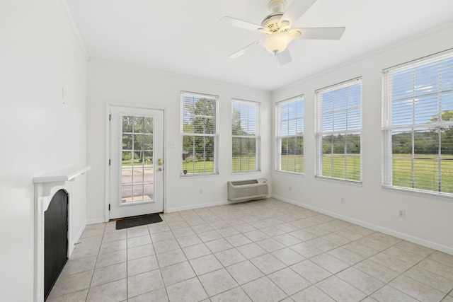 1710 New Highway 7, Columbia, TN 38401 - unfurnished sunroom featuring healthy amount of natural light, ornamental molding, tile patterned floors, and a wall unit AC