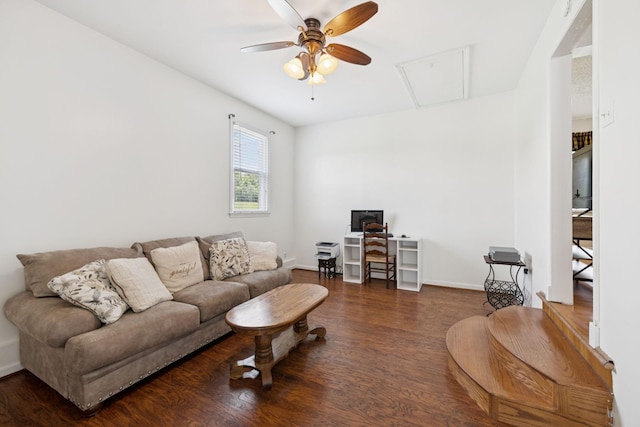 1710 New Highway 7, Columbia, TN 38401 - living area featuring ceiling fan, attic access, and wood finished floors